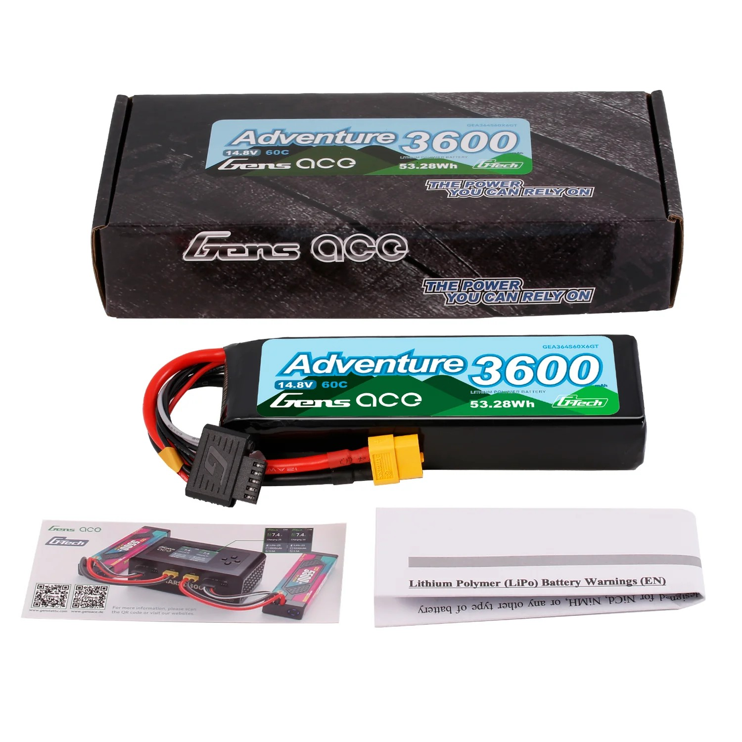Gens ace G-Tech 3600mAh 14.8V 60C 4S LiPo Adventure XT60 | Racerc