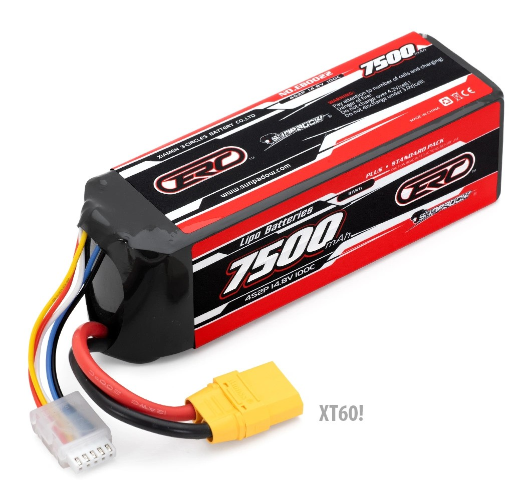 SUNPADOW Li-Po Battery 4S 14,8V 7500mAh 100C XT60-Connector*