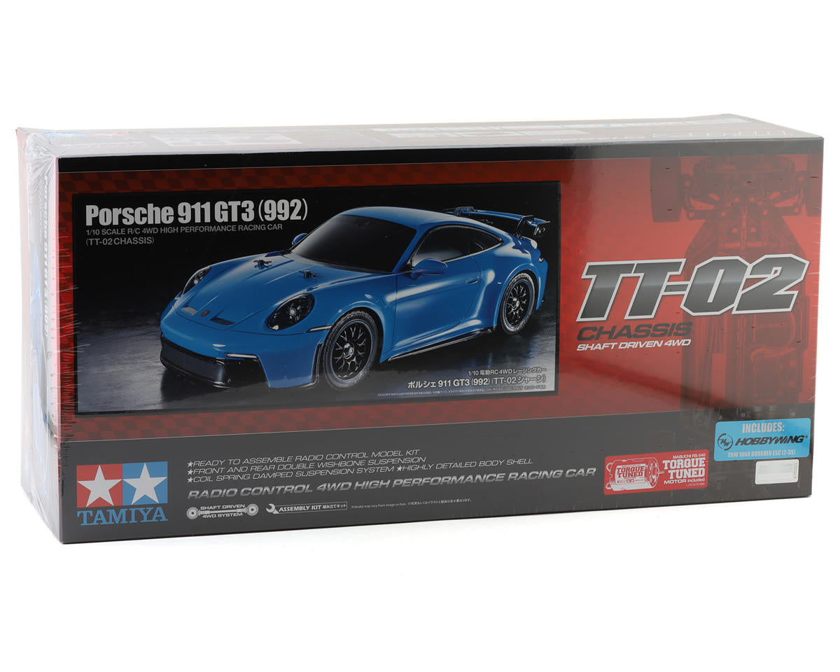 Tamiya Porsche 911 GT3 (992) 1/10 4WD Electric Touring Car Kit (TT-02) with hobbywing esc and motor included