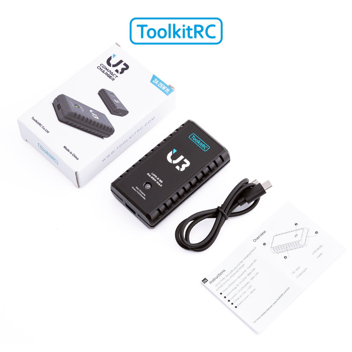 ToolkitRC U3 LiPo 2-3s 2A Charger DC 9-20V USB-C