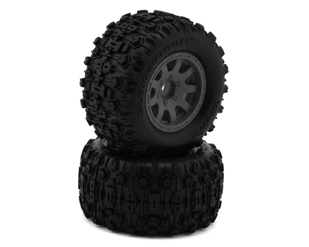 Traxxas Mini Maxx® Sledgehammer Rear Pre-Mounted Tires (Charcoal Grey) (2)