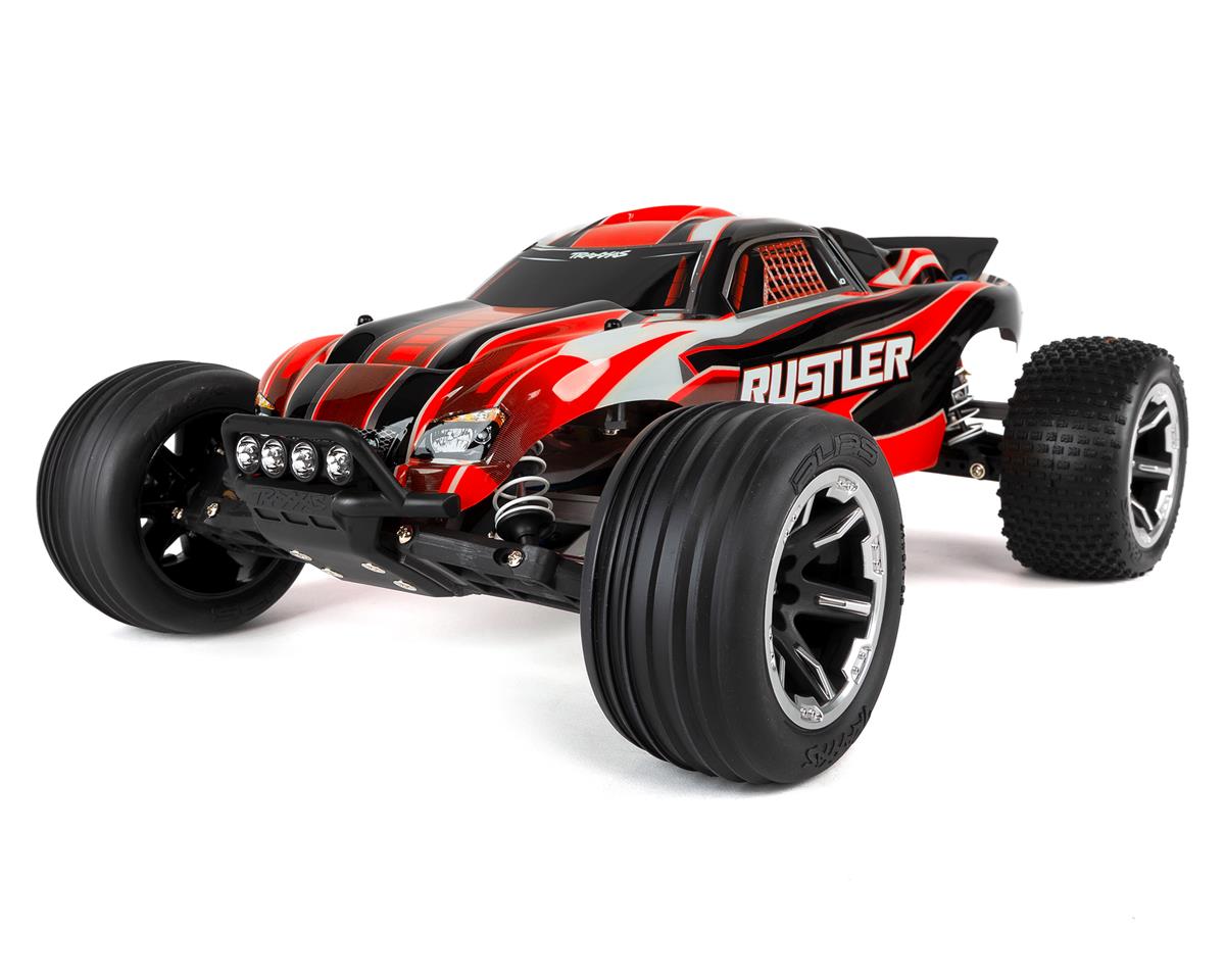 Traxxas Rustler 1/10 RTR Stadium Truck (Red) w/LED Lights, TQ 2.4GHz Radio, Battery & DC Charger