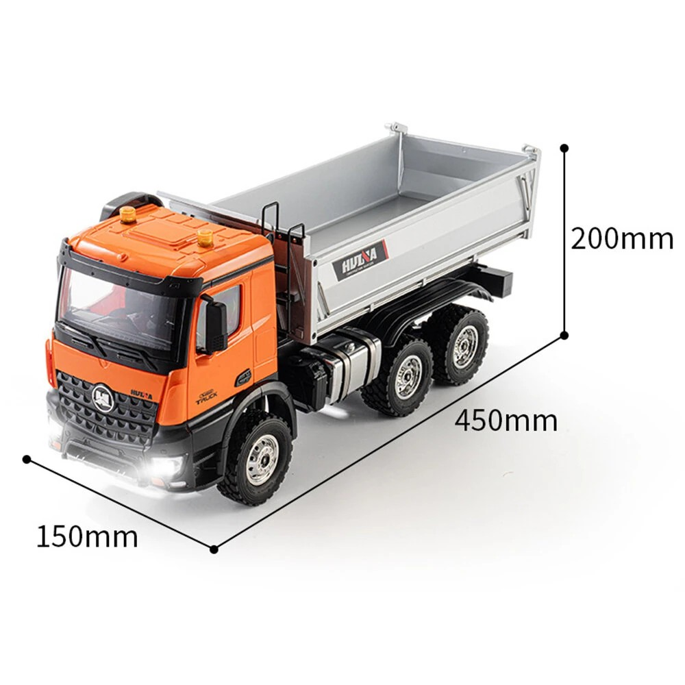 HUINA 1598 1/14 2.4G Remote Control Dumper 6x6 Engineering Transport Vehicle Lifting Rod Tipper