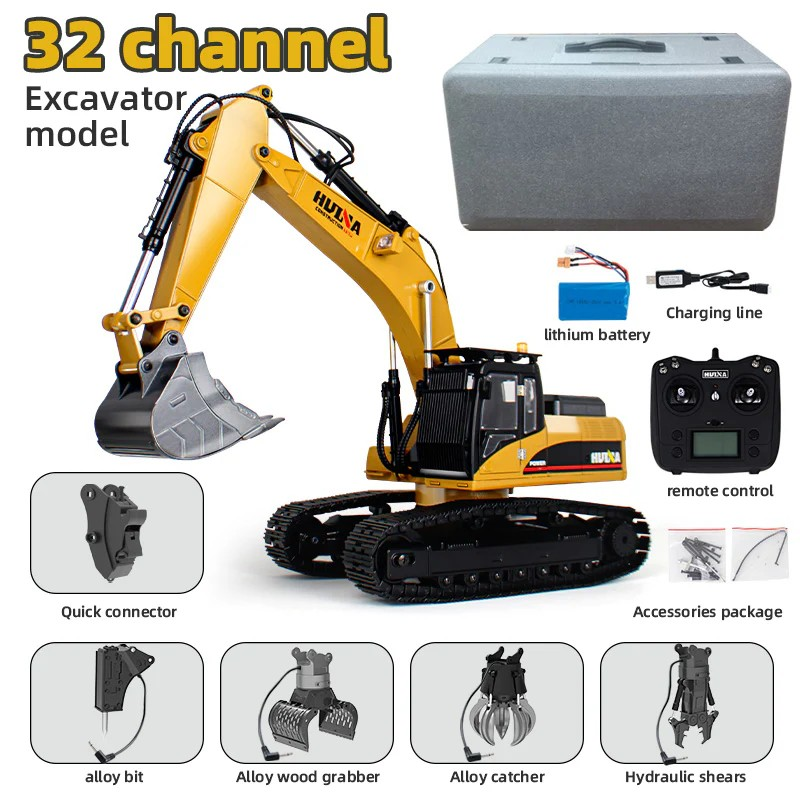 Huina 1580 1:14 All Metal Remote Control Excavator V5 (2025 Model)