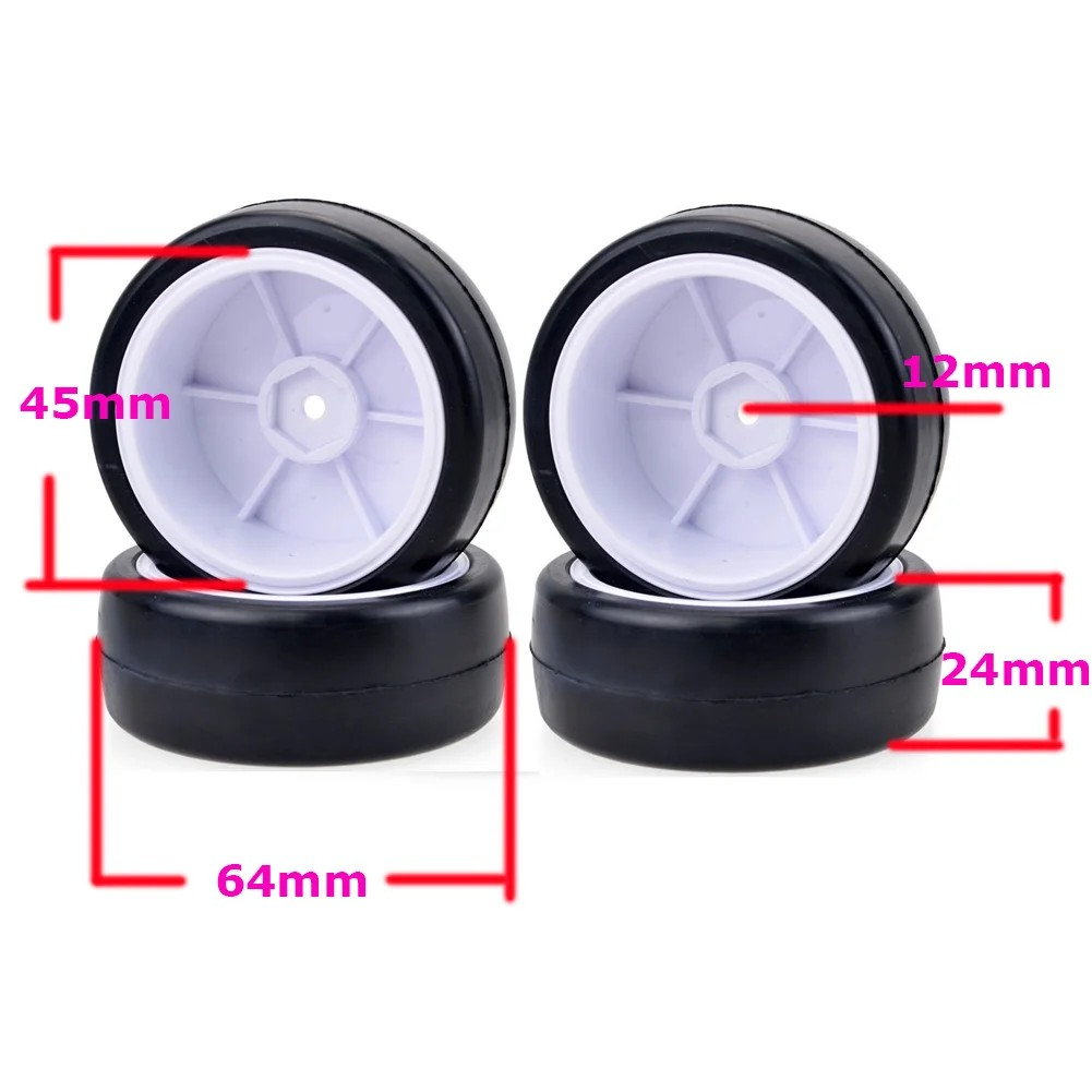 ProtonRC 4 pcs. 36X Rubber Tires & Plastic Wheel for 1:10 On-Road Racing RC Car Tires