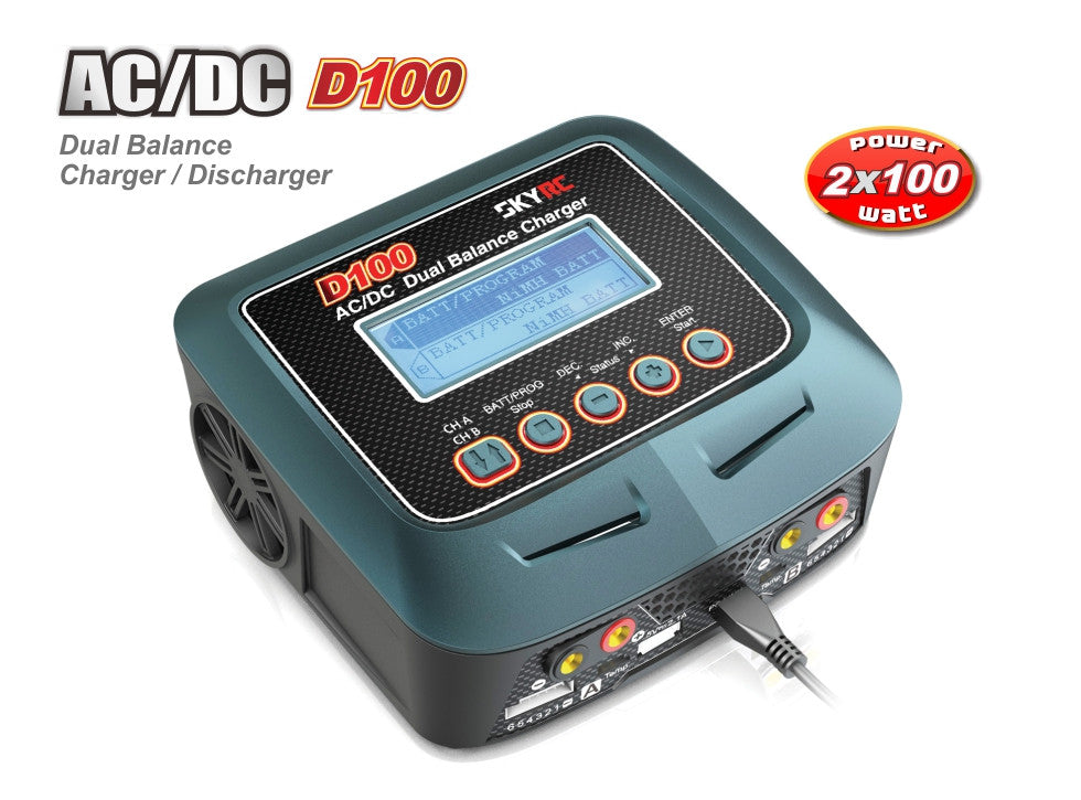 SKYRC D100 AC/DC Dual Balance 10A Charger / 5A Discharger - RACERC
