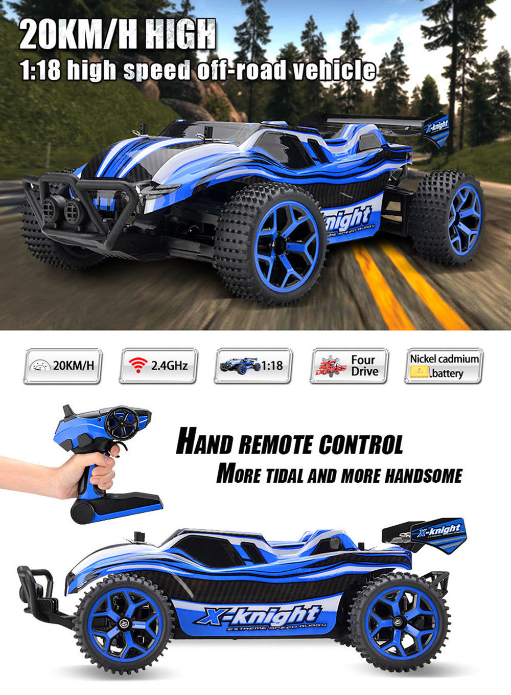 X - Knight 1 : 18 Scale 2.4GHz 4CH 4 Wheel-drive Extreme Car RTR - RACERC