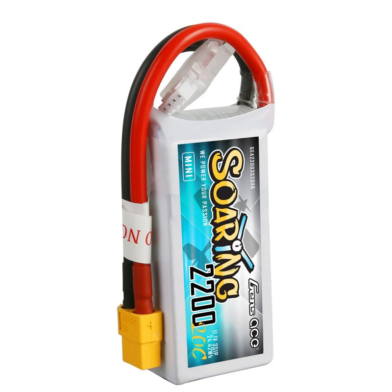 Gens ace Soaring Mini 2200mAh 11.1V 20C 3S1P Lipo Battery Pack with XT60 Plug