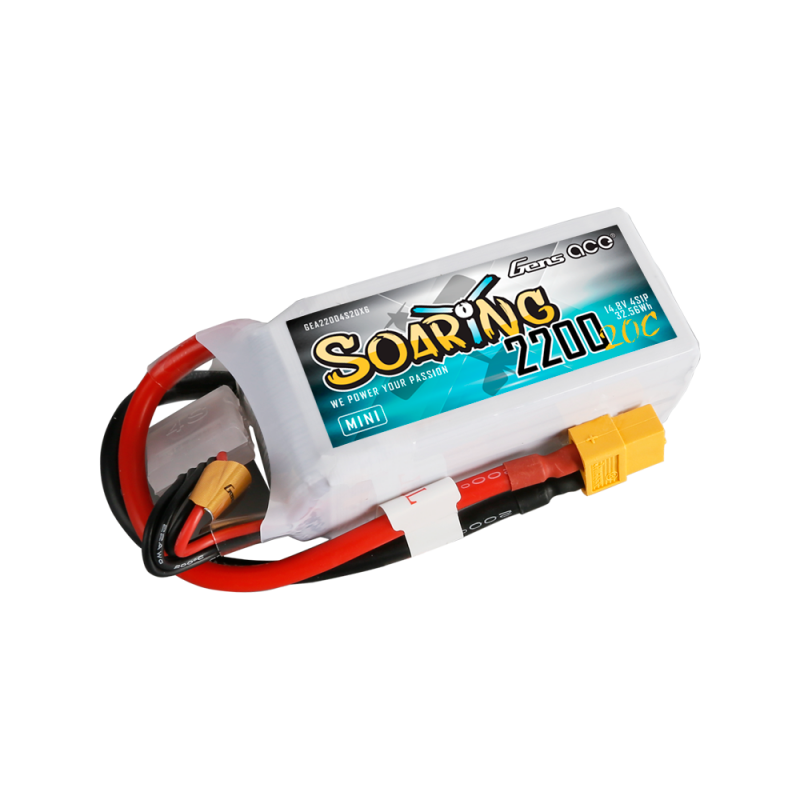Gens ace Soaring Mini 2200mAh 14,8V 20C 4S1P Lipo Battery Pack with XT60 Plug