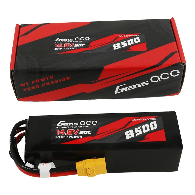 Gens ace 8500mAh 14.8V 60C 4S1P Lipo Battery Pack PC Material Case with XT90 plug
