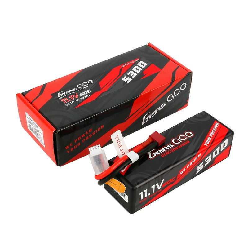 Gens ace 5300mAh 11.1V 60C 3S1P HardCase 15# car Lipo Battery with T-plug