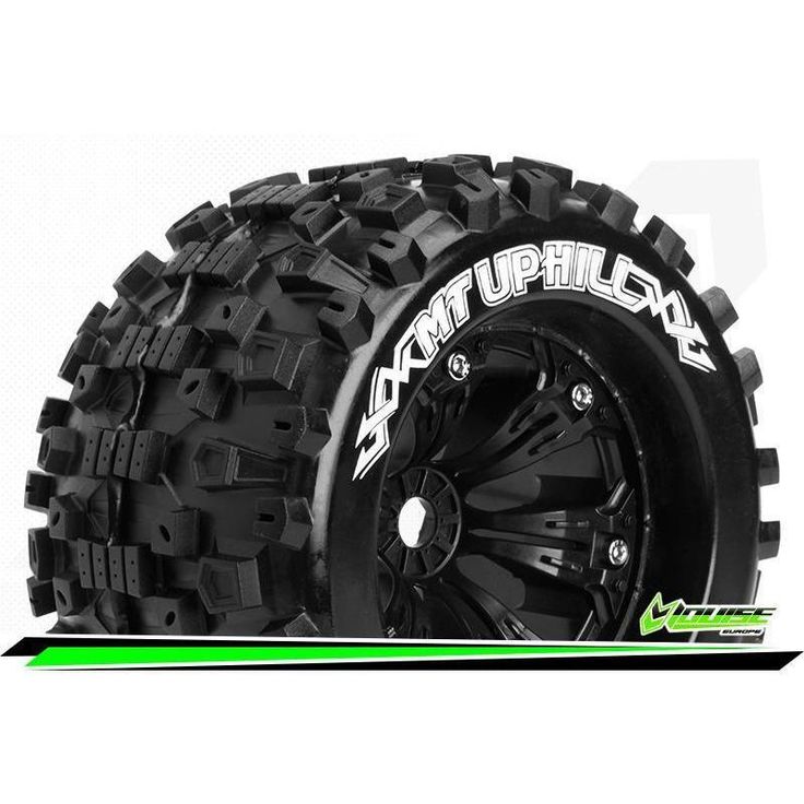 Louise 1:8 3.8 Inch Monster Tire MT-Uphill Mounted On Black Wheel - 1:2 Offset - Sport (2) LT3219BH