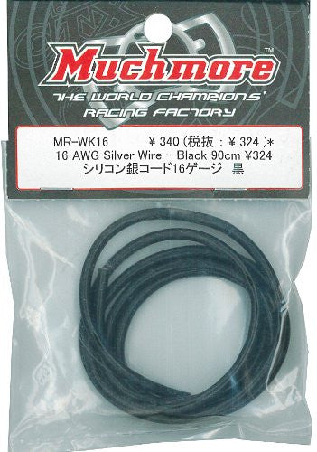 Muchmore Racing MRWK16 16 AWG Silver Wire Set, Black, 90cm - RACERC
