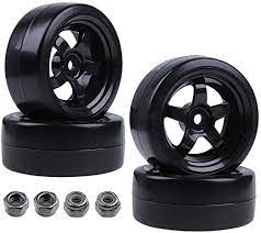 ProtonRC 12mm Hex Hubs RC Rubber Tires and Wheels for 1/10 Scale RC Car(4-Pack)