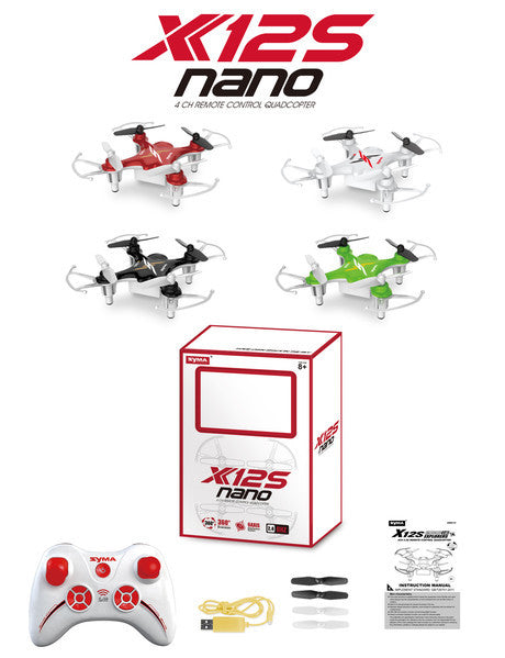 Syma X12S Nano 6-Axis Gyro 4CH RC Quadcopter with Protection Guard - RACERC
