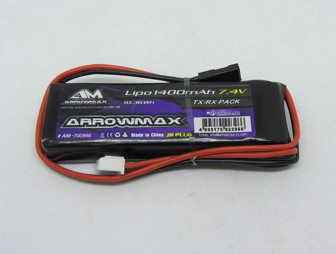 ARROWMAX LiPo 1400mah 7.4v receiver pack GP JR PLUG am700996 - RACERC