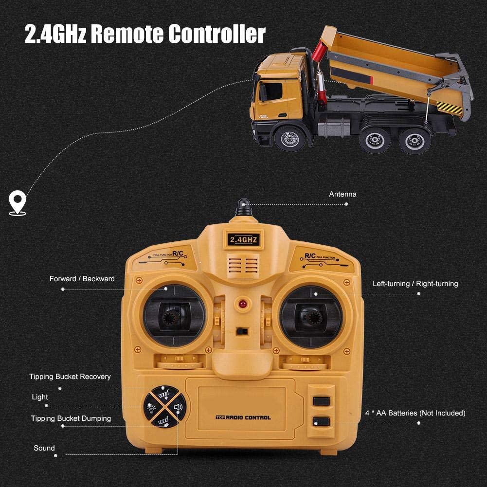 Huina 1573 RTR 2.4GHz 10 Channel 1:14 Remote Control RC Truck Dump Self-discharging Metal Auto