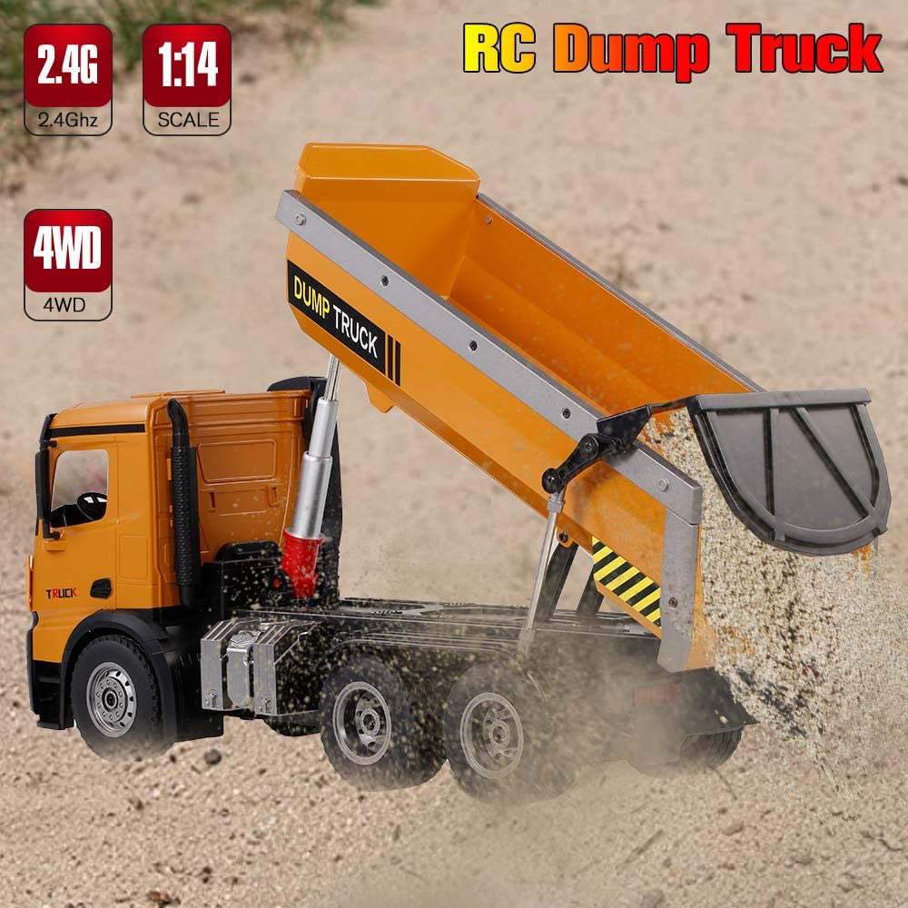 Wltoys 14600 2.4Ghz 1/14 Scale RC Dump Truck RC Construction Vehicle Toy with LED Lights and Simulation Sound