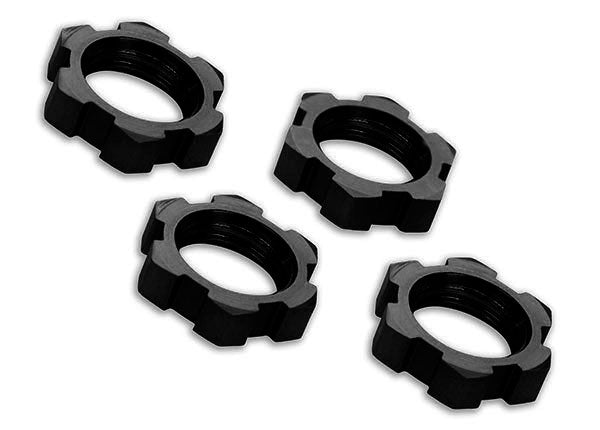Traxxas Wheel nuts, splined, 17mm, serrated (black-anodized) (4)