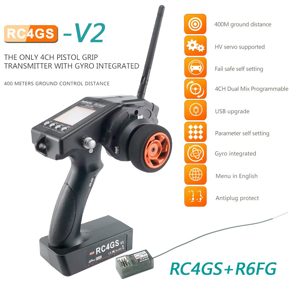 Radiolink RC4GS v2 - 2.4GHZ 4-channel with R6FG Receiver (Gyro incl.) RL-RC4GSV2