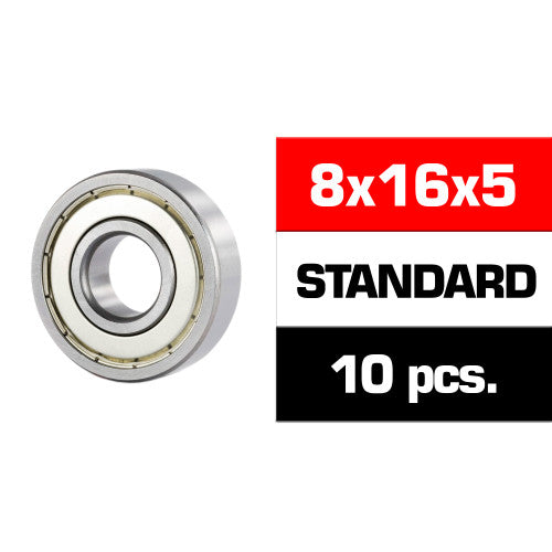 8x16x5mm SELECT "HS" METAL SHIELDED BEARING SET (10pcs.) - RACERC