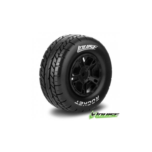 Louise SC - Rocket SC Tyre With Black Rim For Traxxas Rear (Mounted) - Soft - (2) LT3154BTR