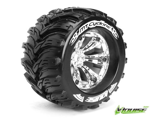 Louise 1:8 3.8 Inch Monster Tire MT-Cyclone Mounted On Chrome Wheel - 0- Offset - Sport (2) LT3220C