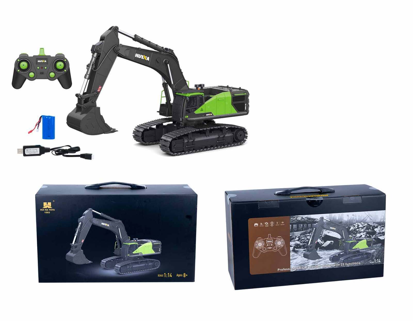 RC EXCAVATOR 1:14 ΚΑΤΑΣΚΕΥΑΣΤΙΚΗ ΚΛΙΜΑΚΑ ΜΟΝΤΕΛΟ HUINA 1593 All Metal Hobby Grade Excavator