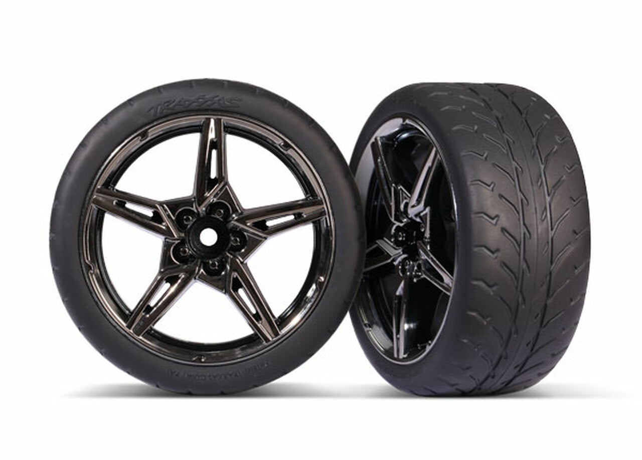 Traxxas 2.1" Response Pre-Mounted Rear Tires w/Split-Spoke Wheels (Black Chrome)