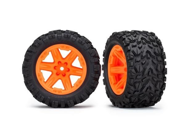 Traxxas Tires & wheels, assembled, glued (2.8) (Rustler 4X4 orange wheels, Talon Extreme