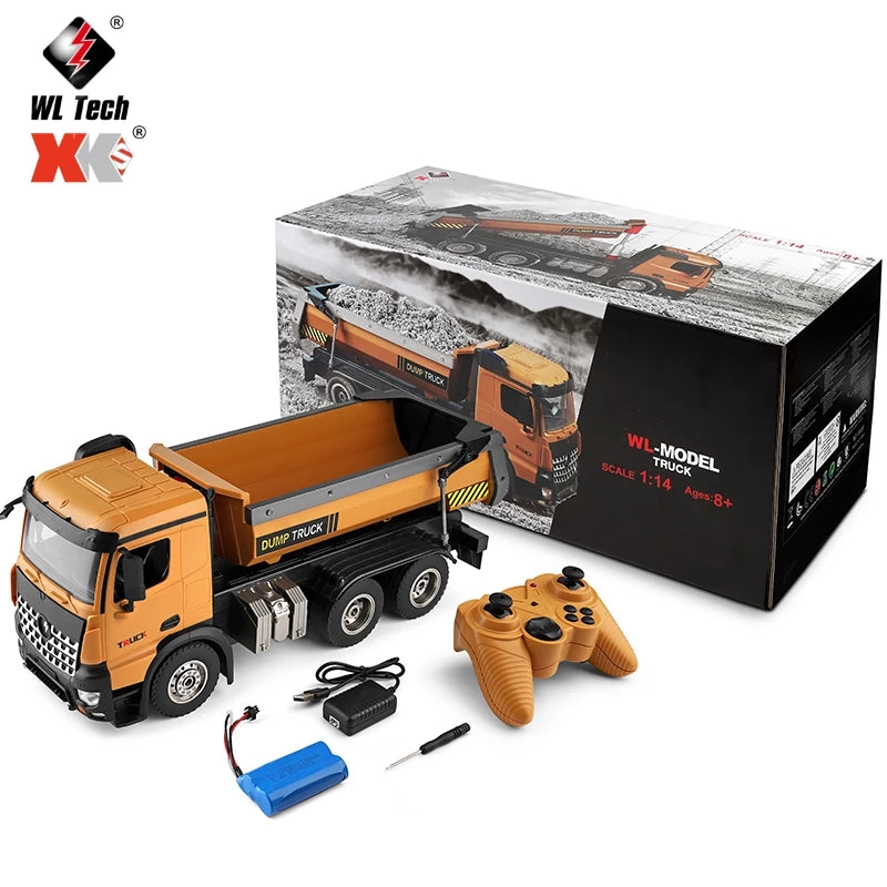 Wltoys 14600 2.4Ghz 1/14 Scale RC Dump Truck RC Construction Vehicle Toy with LED Lights and Simulation Sound
