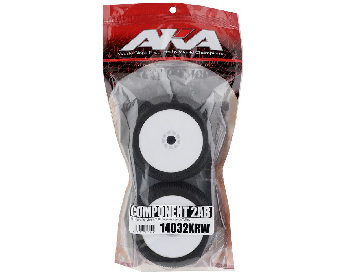 AKA Component 2AB 1/8 Buggy Mounted Tires (White) (2) (Soft - Long Wear)