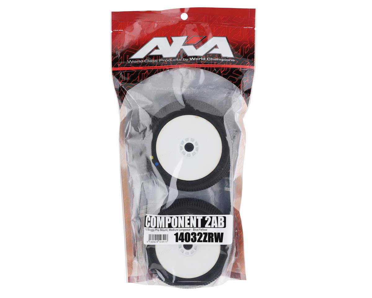 AKA Component 2AB 1/8 Buggy Mounted Tires (White) (2) (Medium - Long Wear)