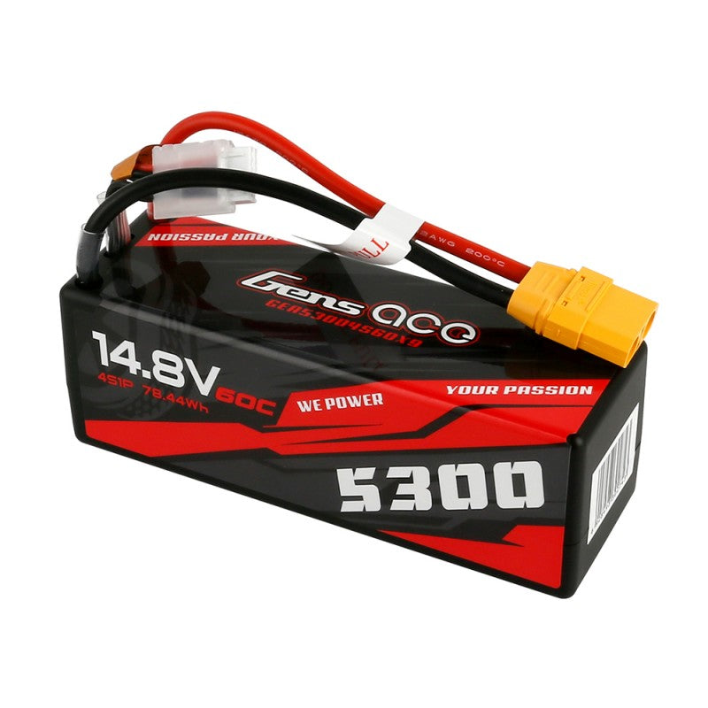 Gens ace 5300mAh 14.8V 60C 4S1P HardCase 12# car Lipo Battery pack with XT90