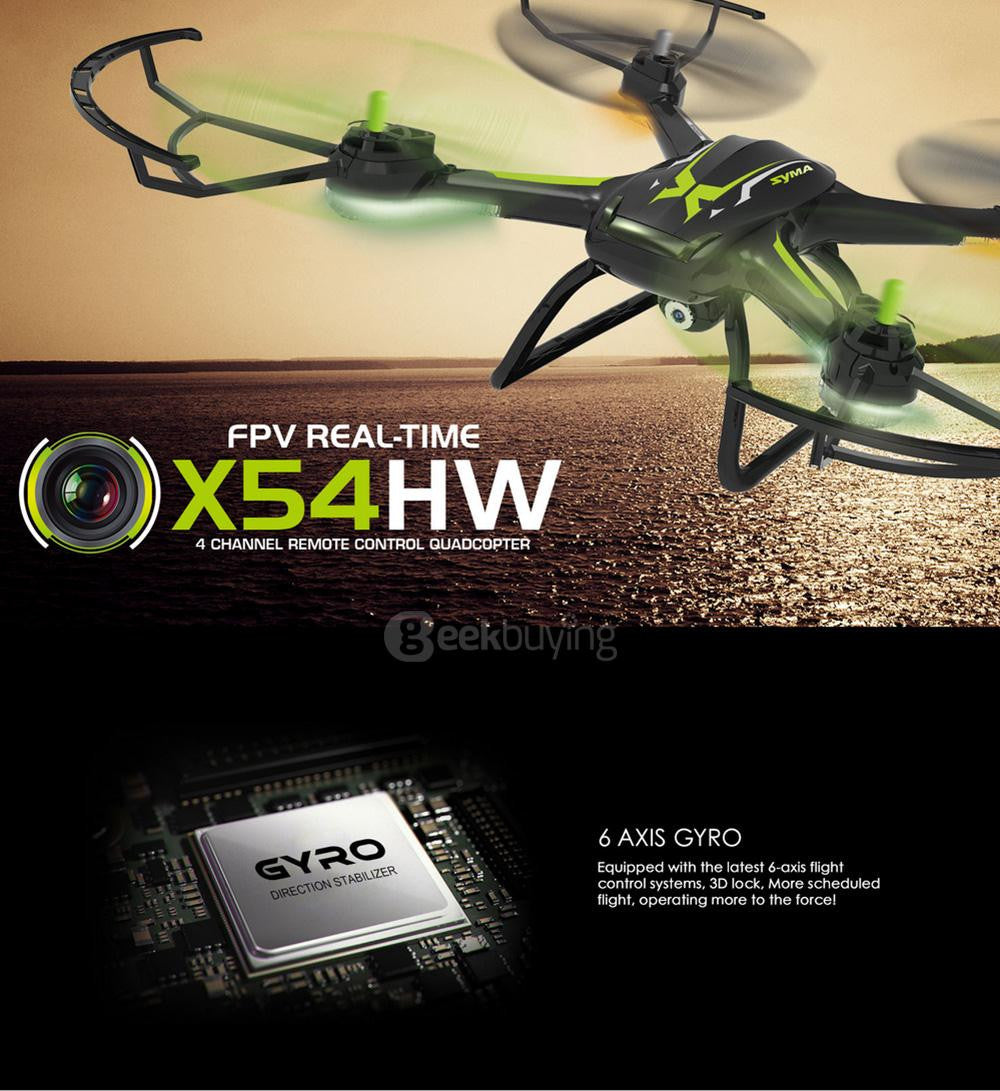 Syma X54HW FPV With 720P HD Camera 2.4G 4CH 6Axis Altitude Hold RC Quadcopter - RACERC