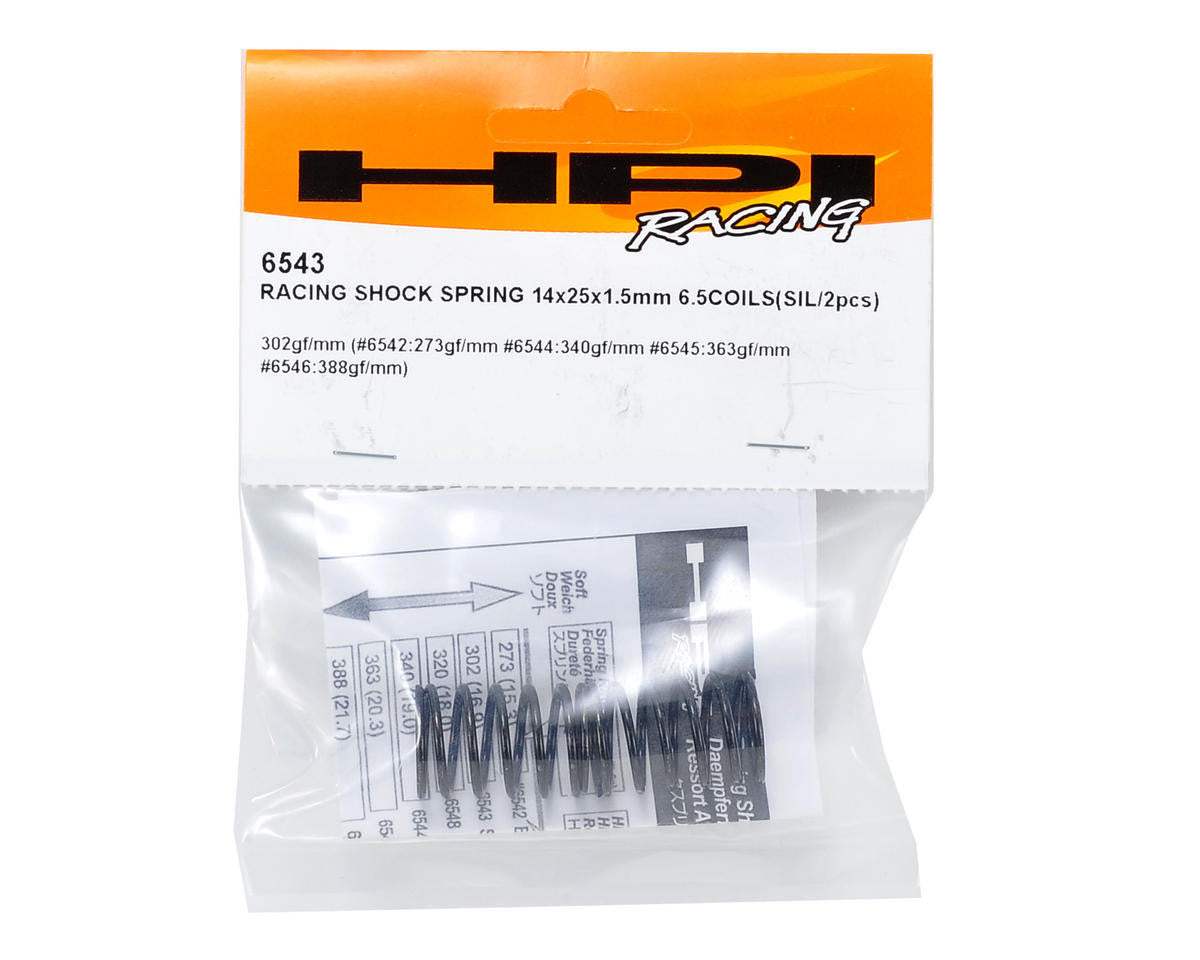 RACING SHOCK SPRING 14x25x1.5mm 6.5COILS(SIL/2pcs) - RACERC