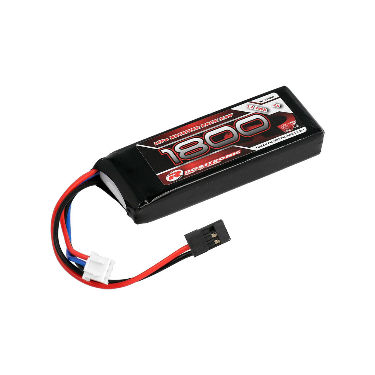 Robitronic LiPo Battery 1800mAh 2S 14x31x86mm Straight for RX