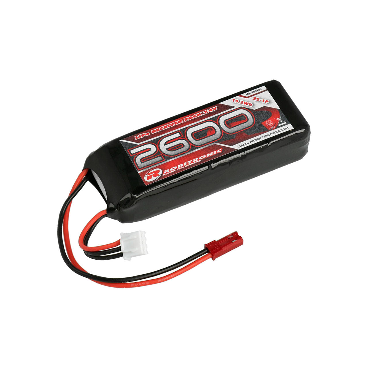 Robitronic LiPo Battery 2600mAh 2S 2/3A Straight for RX (EH)