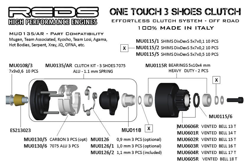 REDS Racing 5x7x0.2mm DixDexS Clutch Shim (10) - RACERC