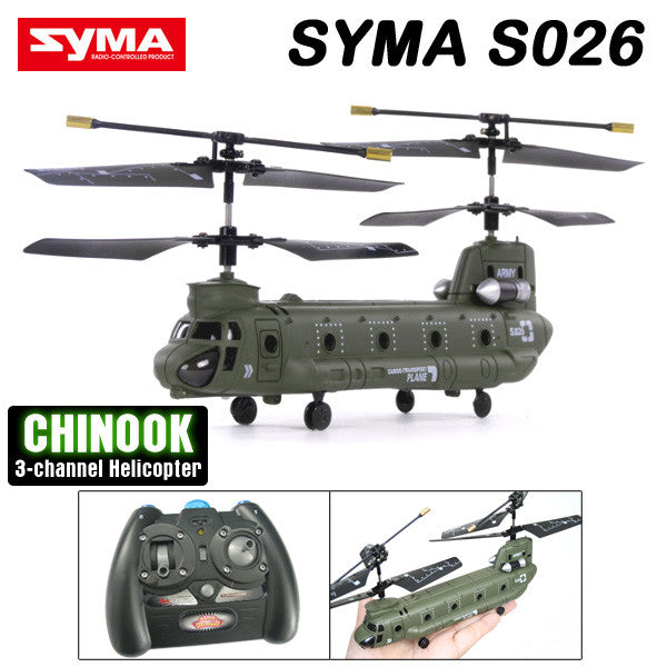 Syma S026G 3 CH Remote Control Mini Chinook RC Helicopter with GYRO - RACERC