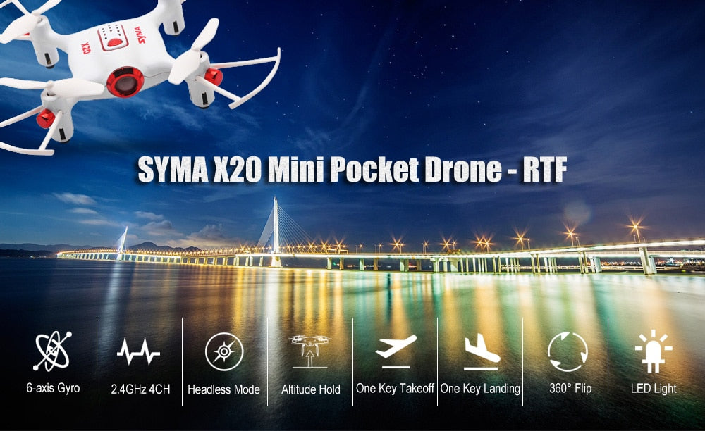 Syma X20 Mini Headless Quadcopter RC Drone with Stunt Altitude Holding for Beginner - RACERC