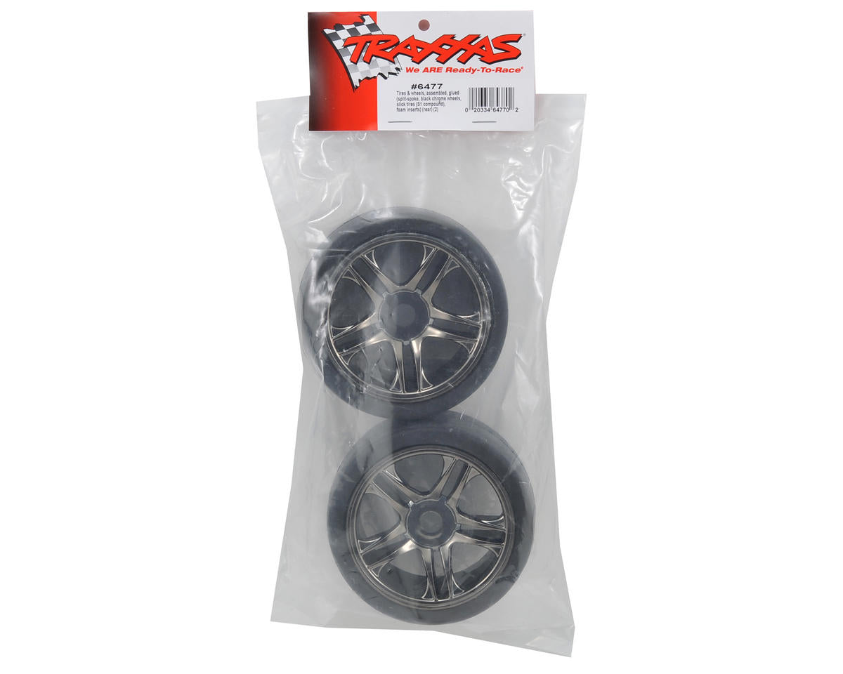 Traxxas Rear Tire & Wheel Set (2) (Black Chrome) (S1)