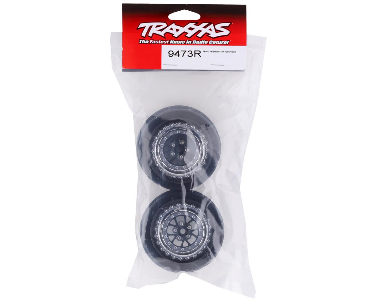 Traxxas Weld 2.2/3.0 Drag Racing Rear Wheels με 12mm Hex (Chrome με/Μαύρο) (2)